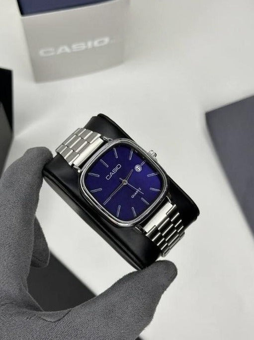 Casio Silver Blue Watch